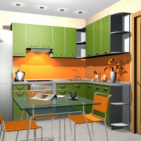 Oranžno-zelena kuhinja (35 fotografij): kako narediti kuhinjsko sobo v svetlo zelenih tonih z lastnimi rokami, navodila, foto in video vadnice