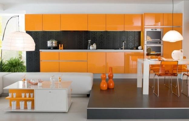 Belo-oranžna kuhinja (42 fotografij), oranžno-siva: kako ustvariti dizajn z lastnimi rokami, navodila, foto in video vadnice