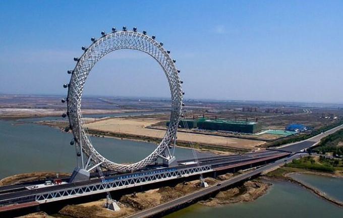 Os brez Ferris kolo v mestu Weifang. 