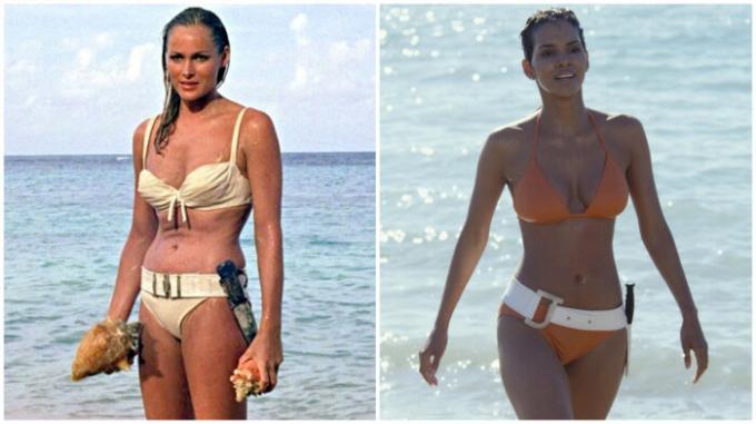 Bond dekle v bikini Ursule Anders (1962) in Halle Berry (2002).