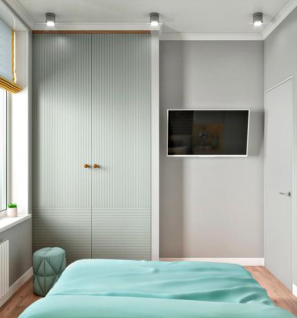 Dvushka 37 m² s spalnico v kuhinji, notranjost, ki je enostavna za ponovitev