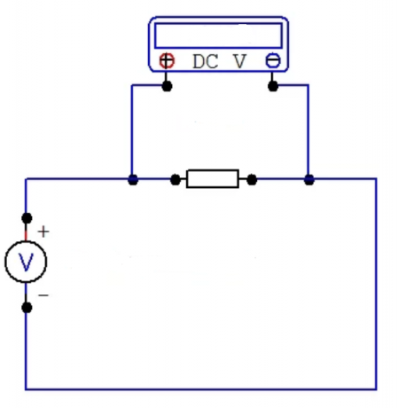 Sl. Shema 3 multimeter povezave pri merjenju enosmerne napetosti