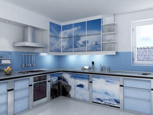 Kuhinje s tiskanjem fotografij (51 fotografij): DIY navodila za izbiro, primeri kuhinjskega pohištva