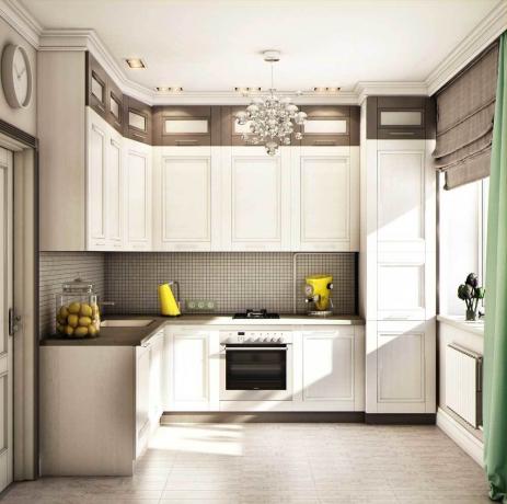 Bela kuhinja s patino (48 fotografij): v kuhinjski sobi z lastnimi rokami ustvarjamo lahke klasike z zlato, srebrno patino, navodila, foto in video vadnice