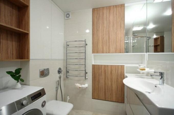 Ustvarjanje "mokro kopalnico" evropski slog je pomagala zmanjšati velikost kopalnico. | Foto: interiorsmall.ru.
