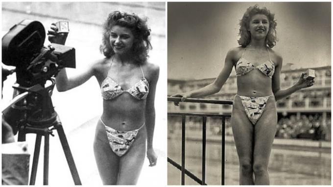 19-letna plesalka Micheline Bernardini - edini, ki se je strinjal, da skrunijo v bikiniju (1946).