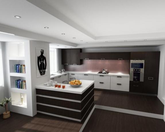 Uporaba sodobnih stilov je zelo razširjena pri notranjem oblikovanju kuhinje in dnevne sobe.