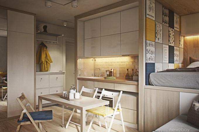 Notranjost v tednu: 40 m² odnushka slog eko-minimalizem