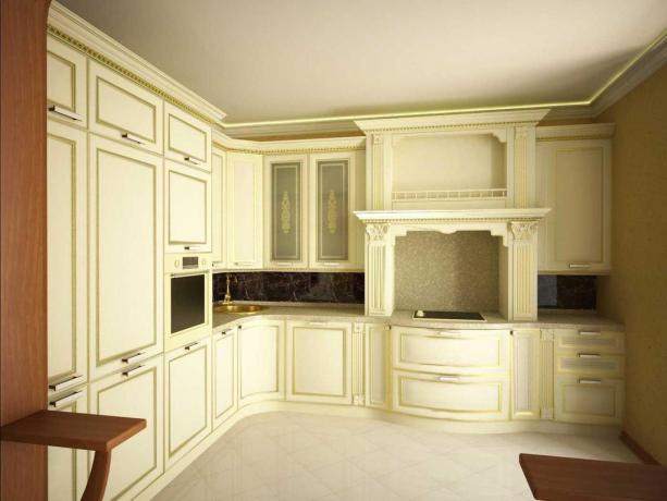 Notranjost kuhinje v klasičnem slogu (42 fotografij)